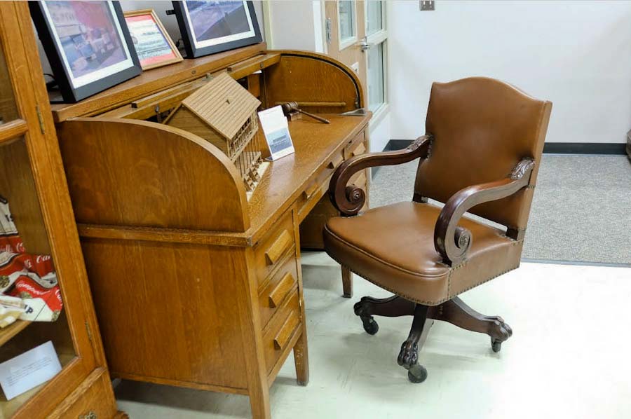 Rolltop desk likely added to the State Capitol in the 1930s, now at the Nobles County Historical Society