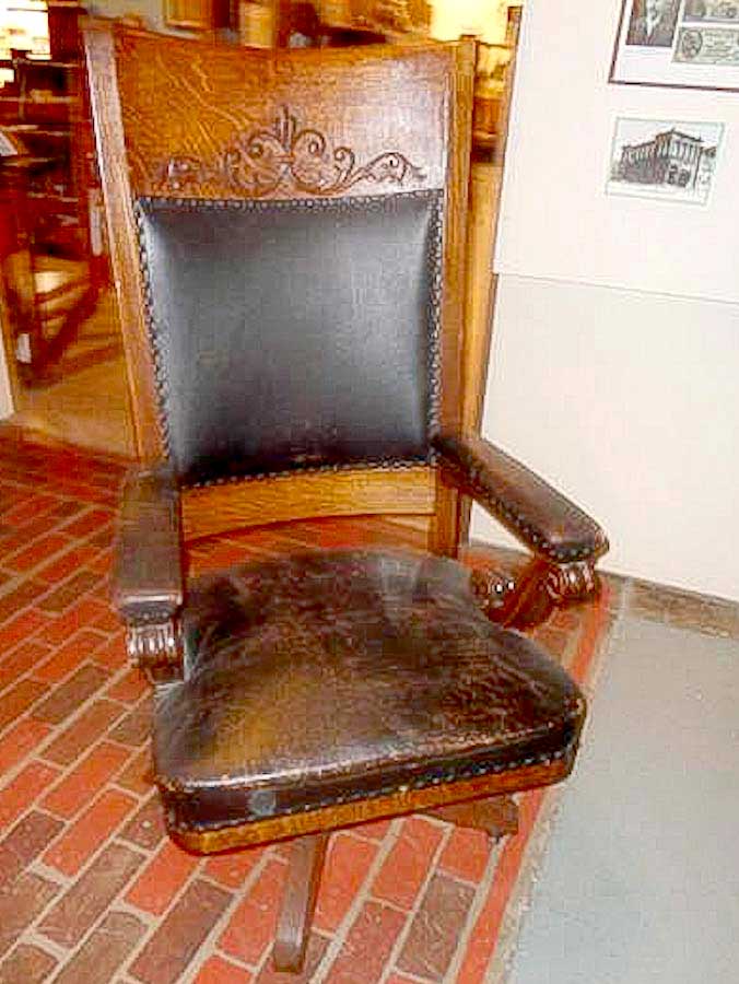 Chair likely from the second Capitol, Jackson County Historical Society.
