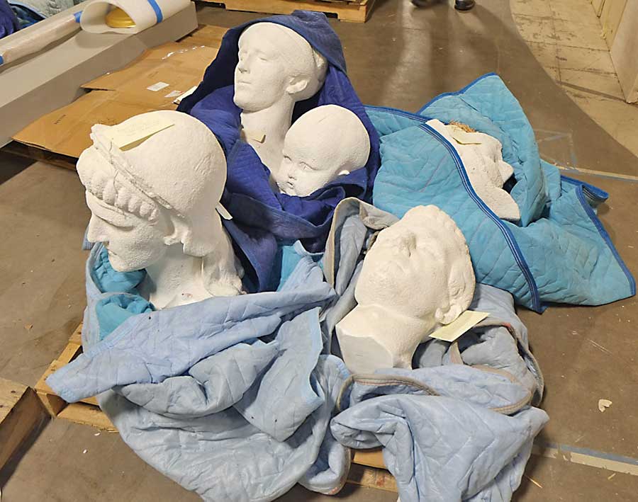 photo of fragments of plaster models created in the late 1970s